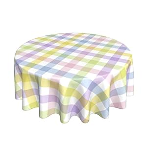 BETGINY Easter Plaid Round Tablecloth 70 InchSpring Coloring Checkered Table ClothWrinkle Stain Waterproof Holiday Table CoversRustic Rainbow Small Fabric Farmhouse Tablecloths for Party Picnic
