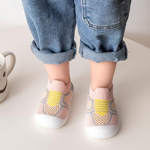 Baby Shoes Toddler First Walking Shoes Non-Skid Infant Sneakers Breathable Knitted Mesh Boy & Girls Tennis Shoes Slip-on Soft Sole Indoor Floor Slippers - Image 3