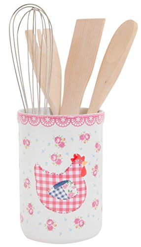 AVENUELAFAYETTE Porte ustensiles Poule céramique + 4 ustensiles Cuisine