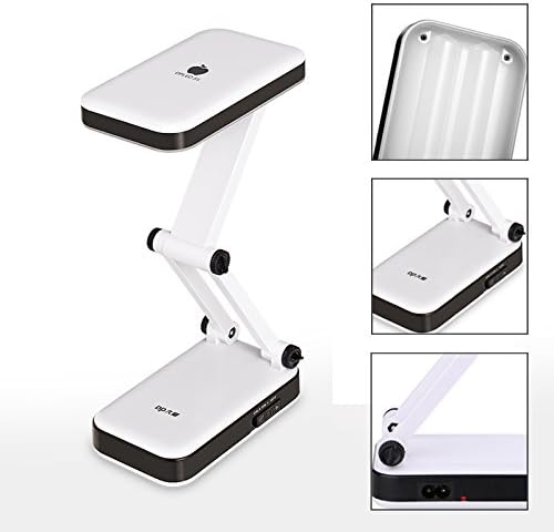 BXT Portable Eye Protection LED Desk Lamp,Reading Light,Foldable &Rechargeable,2 Brightness Settings (White, #666)