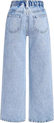 Baggy Jeans for Girls Ripped Jeans High Waisted Denim Pants Straight Wide Leg Distressed Washed Pants Y2K Streetwear 7-14Y2