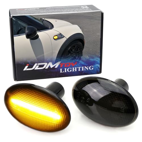 iJDMTOY Smoked Lens Amber Full Strip LED Fender Side Marker Blinker Lights Compatible With Gen2 R55 R56 R57 R58 R59 MINI Cooper