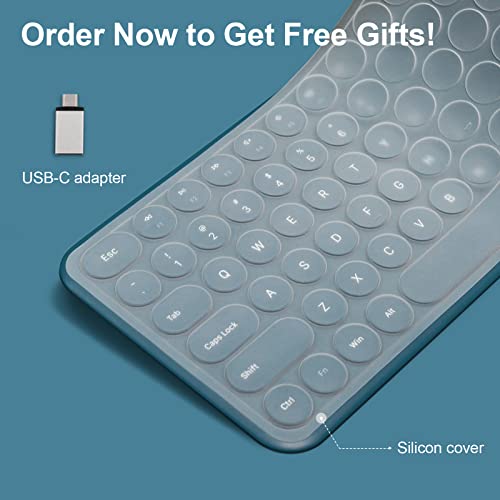 2.4GHz Full Size XTREMTEC Wireless Keyboard and Mouse Combo,Ultra Slim Silent Cute Aesthetic Retro Round Keycap Keyboard,Cordless Quiet Blue Keyboard and Mouse Wireless for Windows,Mac OS (Blue) by xtremtec - Image 9
