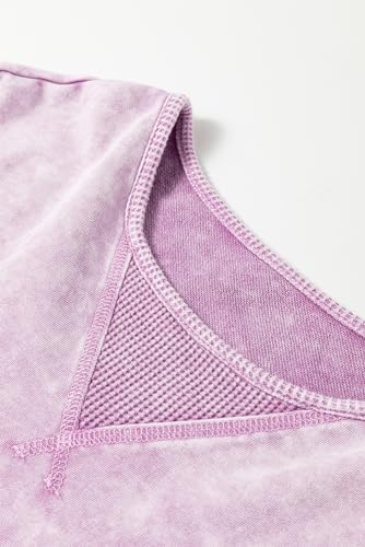 KevaMolly Womens Oversized Tshirts Tops Short Sleeve Mineral Wash Exposed Seam Drop Shoulder Tee Casual Solid Tshirt4