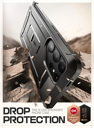 SUPCASE for Samsung Galaxy S24 Ultra Case with Stand, [Unicorn Beetle Pro] [2 Front Frames] [Built-in Screen Protector & Belt-Clip] Military-Grade Protection Phone Case for Galaxy S24 Ultra, Black