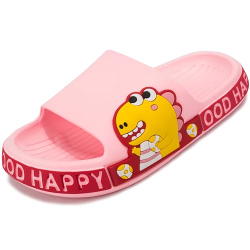 UPSOLO Boys Girl Cute Cartoon Dinosaur Shoes, Novelty Open Toe Cloud Sandals Non-Slip Extremely Comfy Cushioned Thick Sole Cute Cartoon Shower Slippers Indoor & Outdoor4