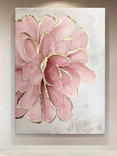 Tableau sur toile grand format décoration murale rose or - 3