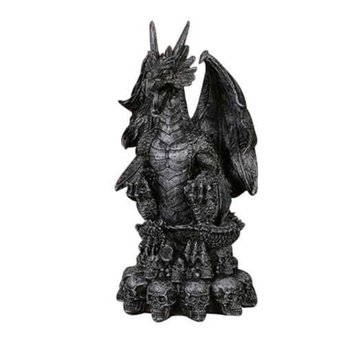 Zerodeko Estatua de Dragón Esqueleto de Resina para Decoración de Halloween Adorno de Escritorio Terrorífico con Detalle Intrincado Figuras Fantásticas