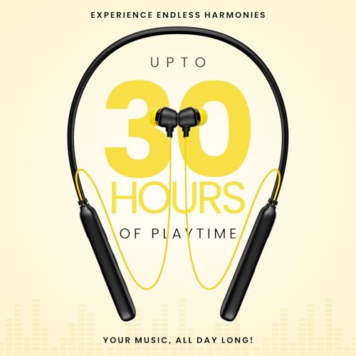 Image of OOGE Tune 8 Bluetooth Neckband Headphones, 30H Playtime, Hi-Fi Bass Sound, Magnetic Ear Tips, IPX4 Sweatproof, Type-C Charging, Clear Mic (Blonde Yellow)
