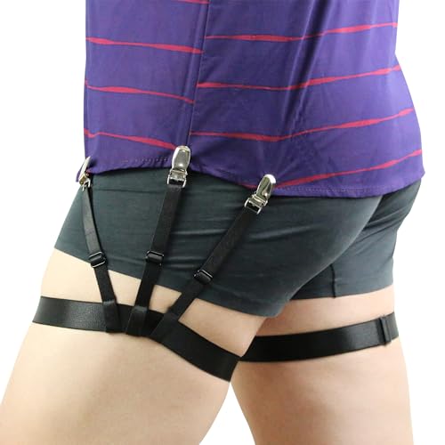 Image of Shirt Stays for Men Adjustable Elastic Shirt Holders Non-slip Clamps Shirt Garters Keep Shirt tucked in for Police Military