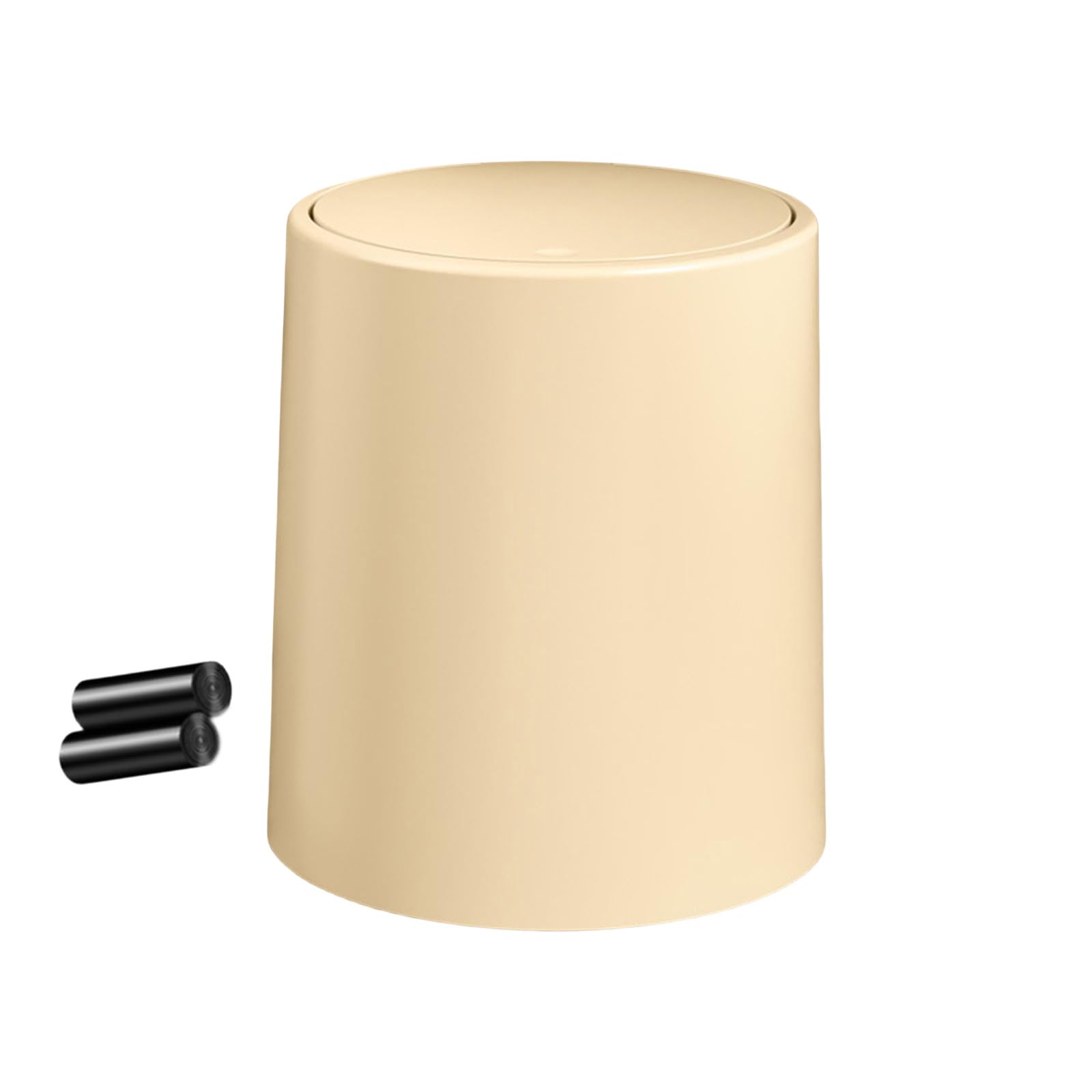 Buxuaaaa Cream Color Space Saving Press Lid Garbage Trash Can Waste Bin For Kitchen And Bathroom Use Press Top Trash Can