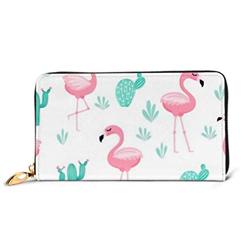 Preisvergleich Produktbild JHGFG Mode Handtasche Reißverschluss Brieftasche Tropisch Trendy Nahtloses Muster Rosa Flamingos Telefon Clutch Geldbörse Abendkupplung Blocking Leder Brieftasche Multi Card