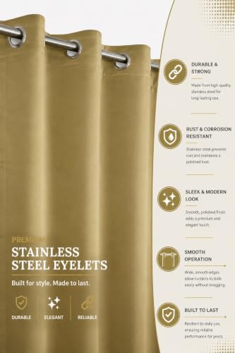 Image of LaVichitra 2 Pieces Solid Premium Blackout Curtains - Thermal Insulated, 3 Layered, 100% Opaque Window - 6 feet, Light Beige