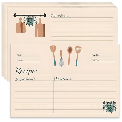 HSYTEK 50 Blätter Rezeptkarten Set, 15 * 10cm Rezeptordner zum Beidseitigen Beschreiben, Rezeptbuch zum Selberschreiben, Rezeptkarten zum Festhalten von Leckeren Rezepten und Kochtipps für Mutter