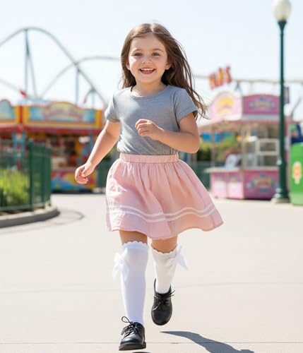 Image of CHUNG Toddler Baby Girls Knee Hight Stocking Cotton Socks 0-7Years Solid Color Bowknot Thin Spring Summer