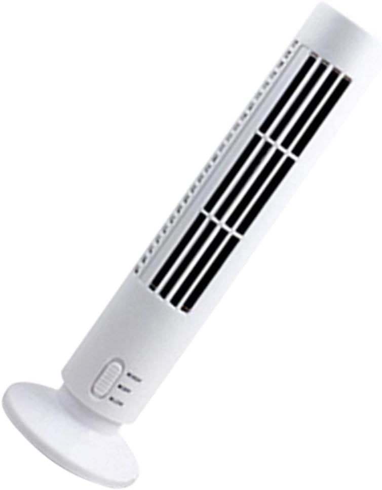 Mini Portable USB Tower Fan Bladeless Cooling Speed Settings for Home Office Bedroom White Design