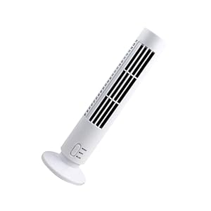 Mini Portable USB Tower Fan Bladeless Cooling Speed Settings for Home Office Bedroom White Design