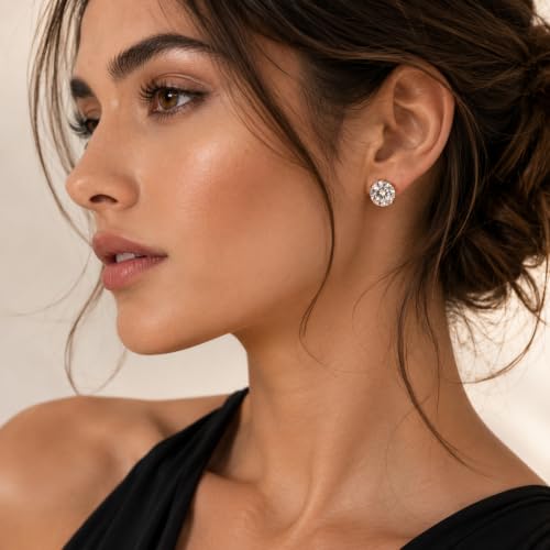 Image of BLACKBOX Stainless Steel Cubic Zirconia Stud Earrings for Women & Men | Hypoallergenic Korean Style Crystal Studs| Daily use Jewellery| Best Gift for Birthday, Anniversary & Wedding