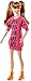 Barbie Fashionistas poupée mannequin #79 aux cheveux châtains et avec couettes, robe pull rose "Love" et chaussures orange, jouet pour enfant, FJF44