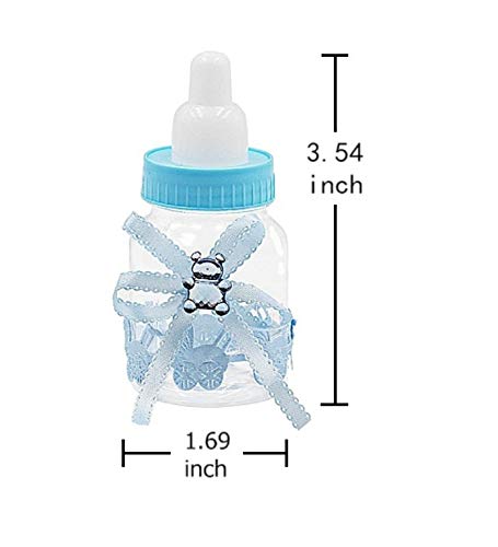 Baby Bottles For Baby Shower, 24Pcs Mini Boy Baby Shower Favors Candy Bottle With 5Pcs Artificial Rose For Newborn Baby Baptism Party, Baby Shower Party Décor,Blue,Noex Direct (Bottle Rose-2) #TOP5