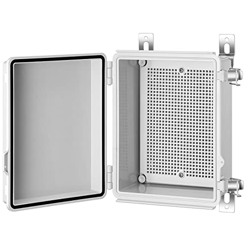 Gratury Junction Box, IP67 Waterproof Plastic Enclosure for Electrical Project, Hinged Grey Cover, Includes Mounting Plate and Wall Bracket 220×170×110mm (8.6"×6.7"×4.3") by Gratury - Used condition - US$20.62