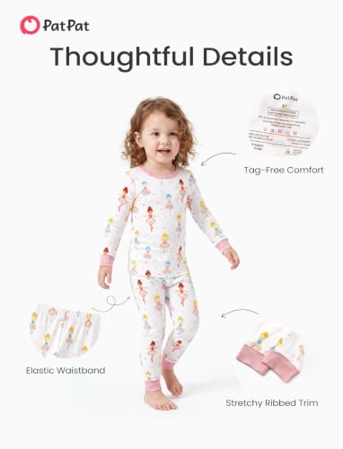 Image of PATPAT Toddler & Kids Pajama Sets with Bamboo Viscose, Snug Fit Pjs for Girls, All-Season Comfort Sleepwear, Ages 2-12 Years