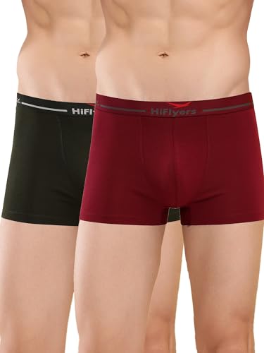 Image of HiFlyers Men's Cotton Spandex Odour-Free, Long Lasting Comfort, All Day Fresh and Confidence Dark Knight Collection Solid Trunks