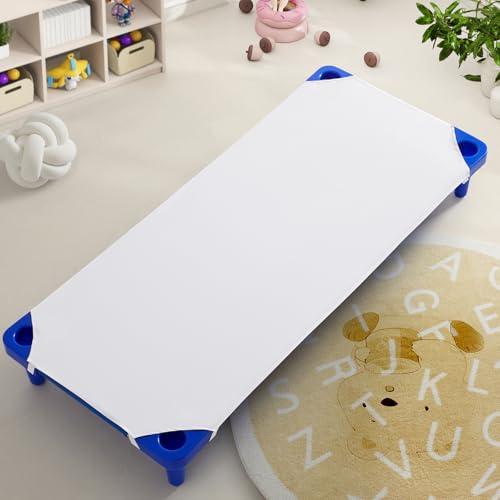 Image of Horbaunal 2 Pack White Cot Sheets for Daycare, 23 inch x 51 inch | Daycare Cot Sheets, Microfiber Fitted Cot Cover, for Preschool Kids Nap Time, Daycare Essentials