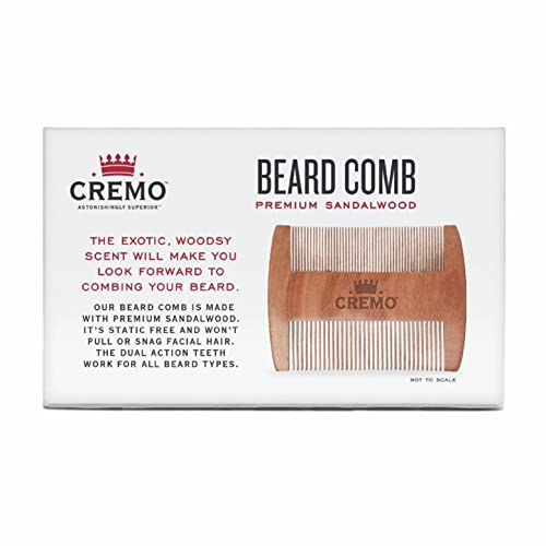 Cremo Acessórios para barba, pente de barba dupla face feito de Verawood - modela, penteia e penteia