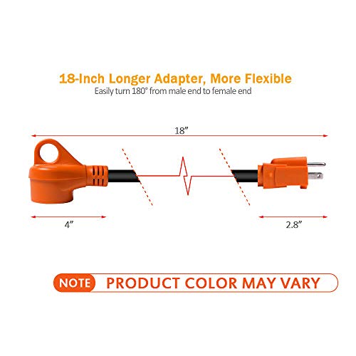 Mictuning 18 Inch 15M 30F Heavy Duty Rv Dogbone Electrical Adapter Cord With Handle 125V 1875W #TOP1