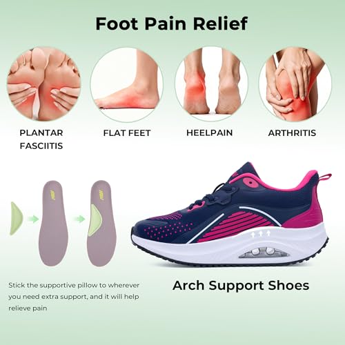 JOYFON Womens Walking Shoes Arch Support Plantar Fasciitis Shoes Orthotic Tennis Sneakers for Foot Pain Relief RoseBlue 11 by JOYFON - Used condition - Image 4