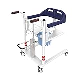 Patienten Transferstuhl für Senioren & Zuhause, Transferstuhl für patienten, Tragbarer manuell hydraulischer, Höhenverstellbarer Pflegerollstuhl, 180°-Teilsitz, 4-in-1-Fußstütze, 110kg Tragfähigkeit