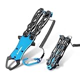 FLISSA Folding Fish Gripper with Lanyard, Lightweight Aluminum Fish Grabber, Portable Fish Lip Gripper Holder for Saltwater and Freshwater Fishing