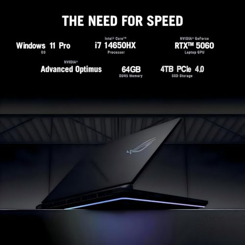 Image of ASUS ROG Strix G16 Gaming Laptop, Intel 16-Core i7-14650HX, NVIDIA RTX 5060, 16 inch FHD+ 16:10 165Hz /3ms Display, 64GB DDR5, 4TB Gen 4 SSD, Dolby Atmos, Hires Audio, Windows 11 Pro, Wi-Fi 7, Accessories