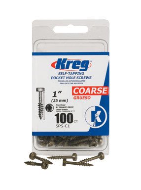 Vis carrées N°7 x 2,5 cm Kreg à filetage optimisé contre le fendage du bois