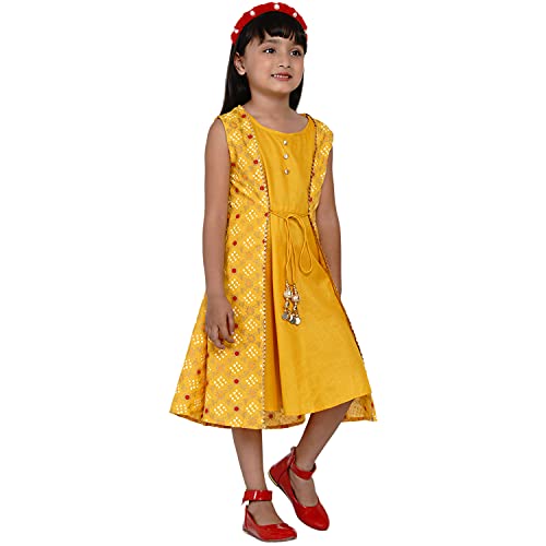 Image of Bitiya By Bhama Girl's Silk A-Line Knee-Length Casual Dress