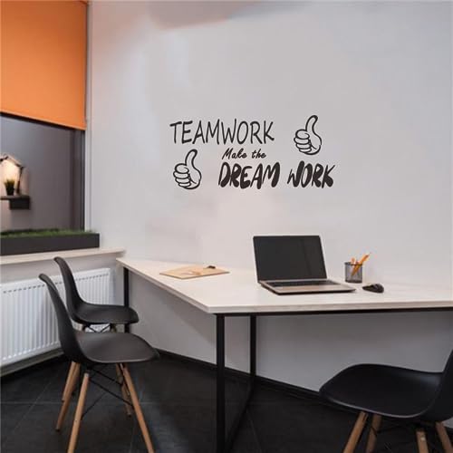 Motivational Wall Decal – “Teamwork Makes The Dream Work” Vinyl Quote Sticker for Office, Classroom, or Gym Decor – Inspirational Teamwork Wall Art – Size: 32