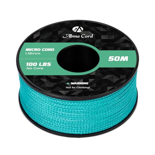 Abma Cord Micro Corde 1,18 mm Paracorde 50M Bobine - Max. 45kg (100lbs) - Turquoise