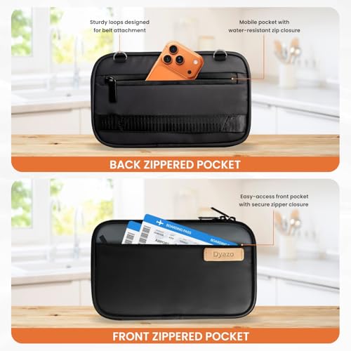 Image of Passport Holder Cover with Shoulder Strap for Travel | Organizer Pouch for Men & Women | Passport Holder with Credit Debit Card Slots, Boarding Pass, Tickets, Visa, Mobile & Cash (Black)