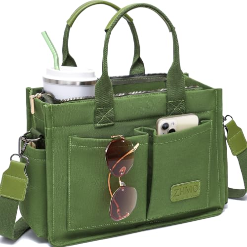 ZHMO Canvas Tote Bag for Women With Compartments and...