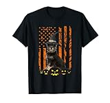 Miniature Schnauzer Dog Pumpkin American Flag Halloween T-Shirt