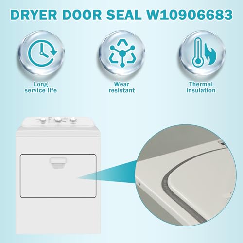 Image of Upgraded W10906683 Dryer Door Seal Part Compatible with Maytag Whirlpool