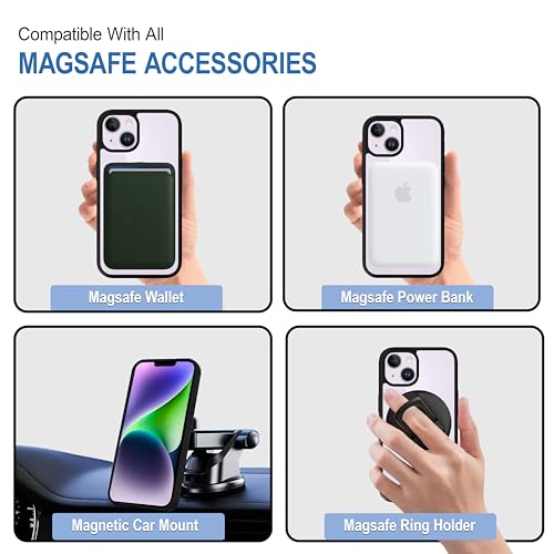 Image of CEDO Magfit Backcover for iPhone 14 Plus | Mag-Safe Wireless Charging | Designed with Magnetic Lock Shockproof Phone Bumper Transparent Back Case Cover (Black)