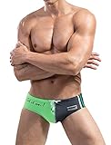 Ateid Herren Badehose Slip Schwimmhose Eng mit Vorderfutter, Grün-grau, EU L (Herstellergr. XXL)
