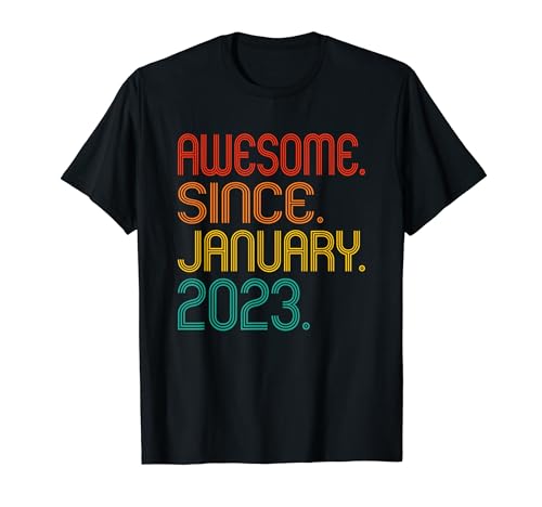 Awesome Since January 2023 Birthday 2023 Vintage Men Women Camiseta