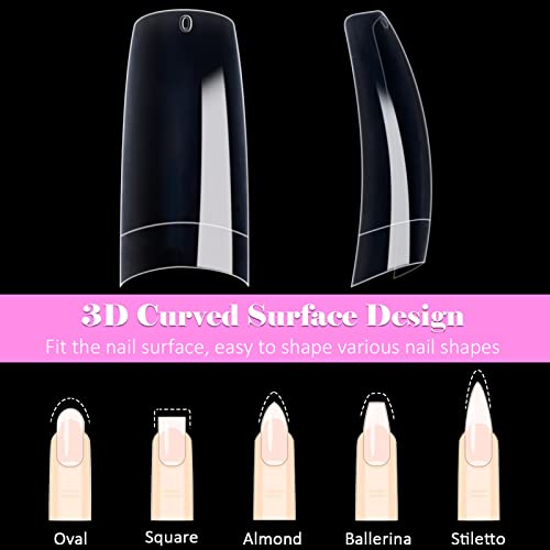 MELLIEX 500 Pièces Faux Ongles Capsules French Acrylique Tips Ongles Gel, Kit Capsules Ongles avec Colle pour Femmes Filles (10 Tailles, Transparent) - Image 4