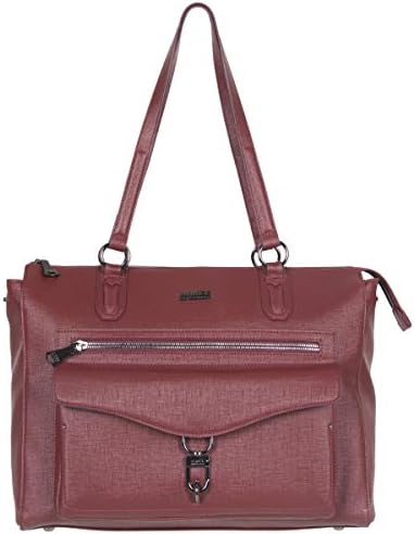 Aimee Kestenberg Isla Women's Saffiano Faux Leather Anti-Theft RFID 15in Laptop Business Tote, Wine Burgundy