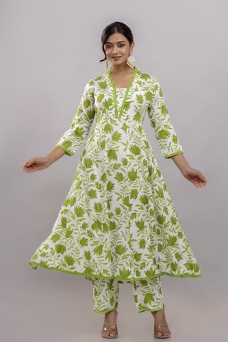 Image of PARTHVI Women's Printed Anarkali Kurta With Palazzo & Dupatta Set