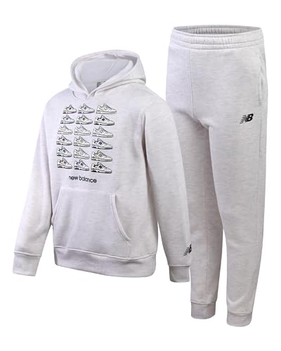New Balance Boys Tracksuit Set - 2 Piece Classic Hoodie Sweatshirt and Boys Jogger Sweatpants with Pockets (Sizes: 8-16)
