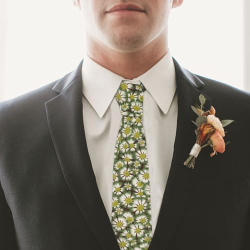 Image of Mantieqingway Men's Skinny Tie, Cotton Floral Ties for Men Wedding Necktie for Groom, Groomsmen, Missions, Dances